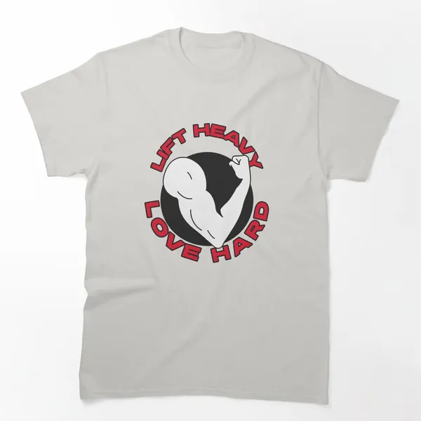 Lift Heavy Love Hard Flexed Arm t-shirt design by True Motion Apparel